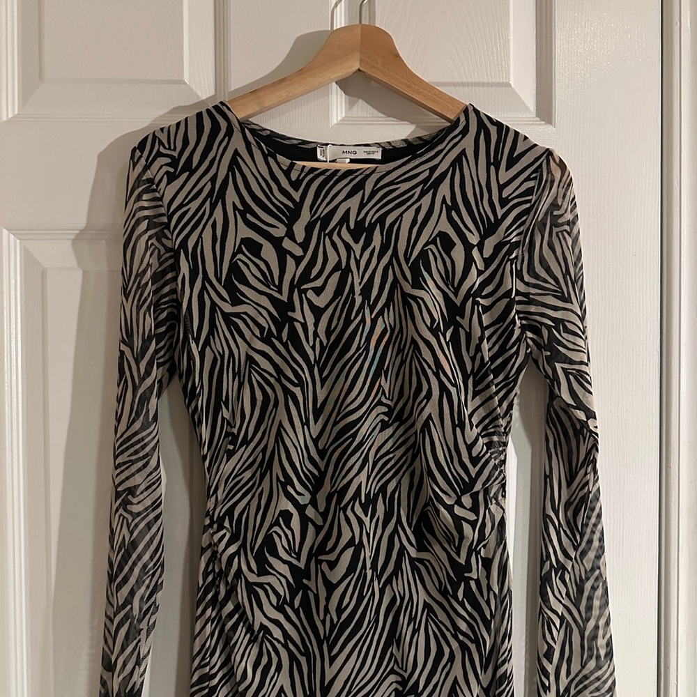 Mango Zebra Print Long Sleeve Top